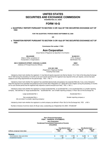 Thumbnail Aon 10-Q Quarterly Report FY 