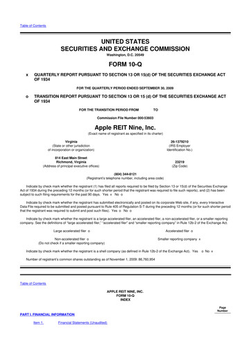 Vorschaubild Apple Hospitality REIT
 10-Q Quartalsbericht  