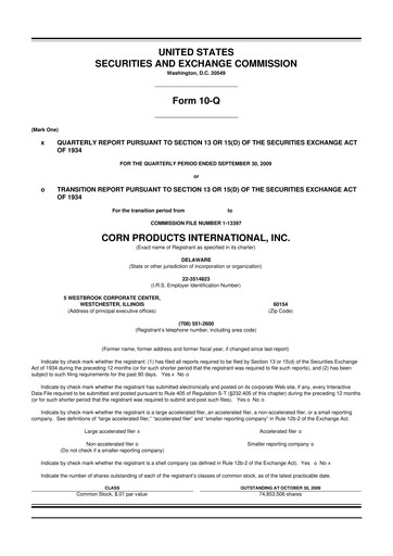 Thumbnail Ingredion 10-Q Quarterly Report FY 