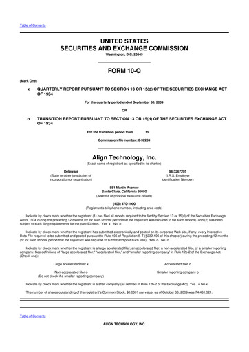 Miniature Align Technology
 10-Q Rapport trimestriel  