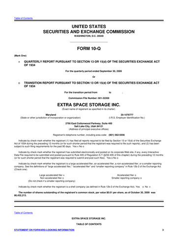 Vorschaubild Extra Space Storage
 10-Q Quartalsbericht  