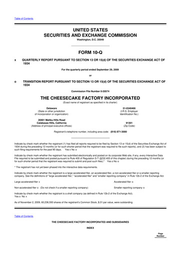 Thumbnail The Cheesecake Factory
 10-Q Quarterly Report FY 