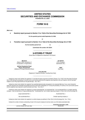 Thumbnail CubeSmart
 10-Q Quarterly Report FY 