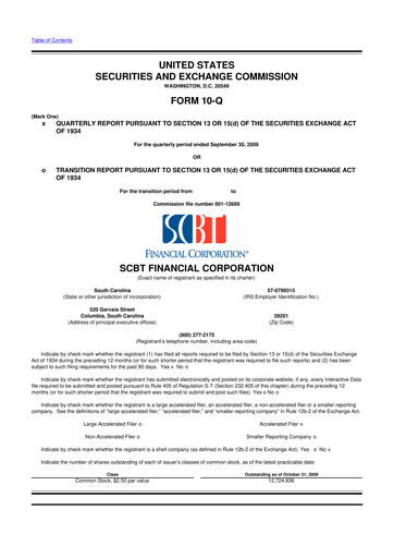 Thumbnail South State Corp 10-Q Quarterly Report FY 