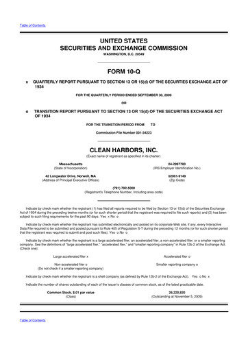 Thumbnail Clean Harbors
 10-Q Quarterly Report FY 