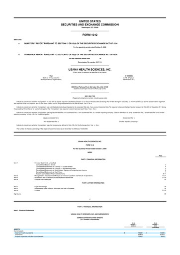 Thumbnail USANA 10-Q Quarterly Report FY 