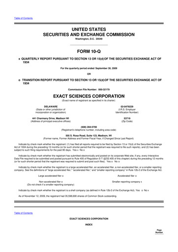 Vorschaubild Exact Sciences 10-Q Quartalsbericht  