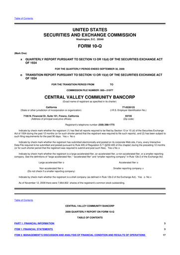 Thumbnail Community West Bancshares 10-Q Quarterly Report FY 