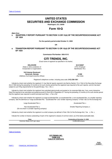 Thumbnail Citi Trends, Inc. 10-Q Quarterly Report FY 