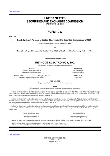 Thumbnail Methode Electronics
 10-Q Quarterly Report FY 