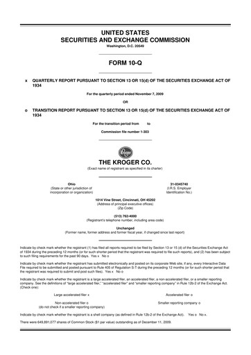 Vorschaubild Kroger 10-Q Quartalsbericht  