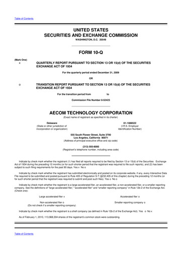 Thumbnail AECOM 10-Q Quarterly Report FY 