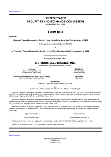 Thumbnail Methode Electronics
 10-Q Quarterly Report FY 