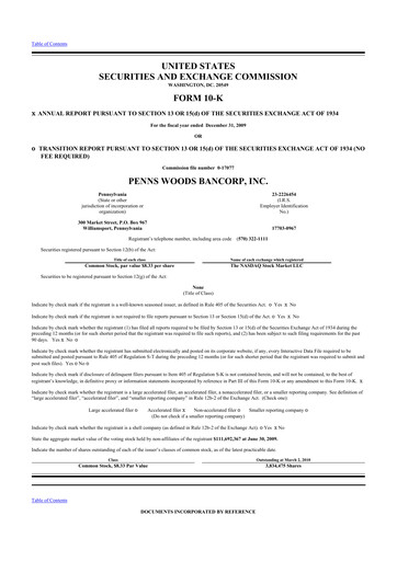 Vorschaubild Penns Woods Bancorp 10-K Jahresbericht 