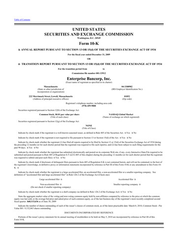 Thumbnail Enterprise Bancorp 10-K Annual Report 