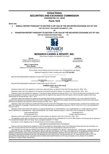 Thumbnail Monarch Casino & Resort 10-K Annual Report 