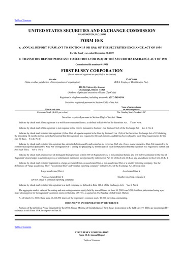 Thumbnail First Busey 10-K Annual Report 