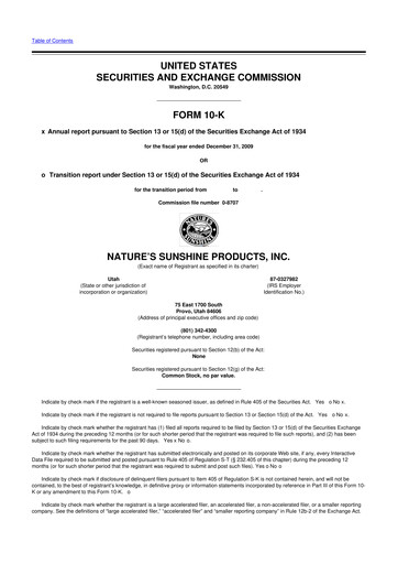 Vorschaubild Nature's Sunshine Products 10-K Jahresbericht 