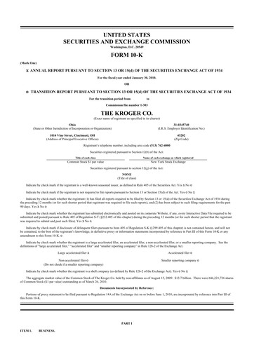 Thumbnail Kroger 10-K Annual Report 2009