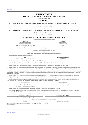 Vorschaubild Community West Bancshares 10-K Jahresbericht 