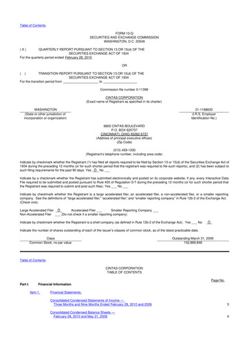 Thumbnail Cintas 10-Q Quarterly Report FY 