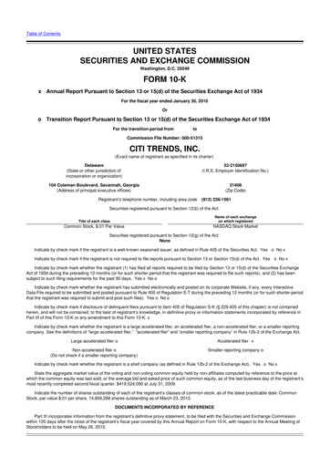 Thumbnail Citi Trends, Inc. 10-K Annual Report 