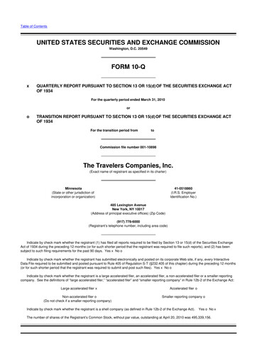 Thumbnail The Travelers Companies 10-Q Quarterly Report FY2010 