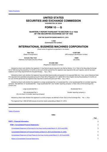 Thumbnail IBM 10-Q Quarterly Report FY2010 