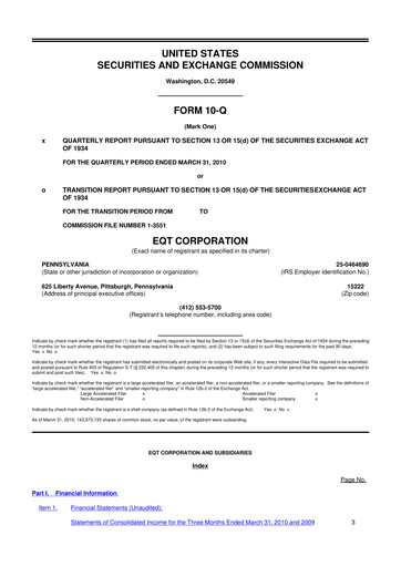 Thumbnail EQT Corporation
 10-Q Quarterly Report FY2010 