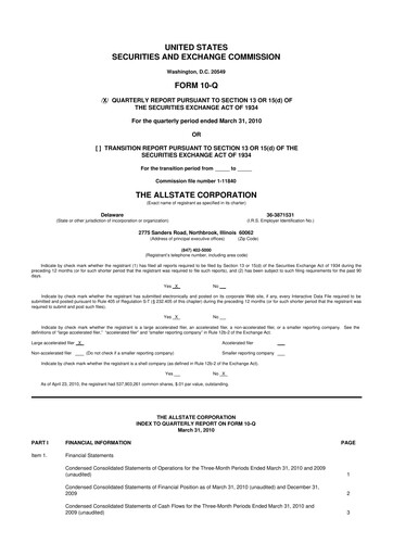 Thumbnail Allstate 10-Q Quarterly Report FY2010 
