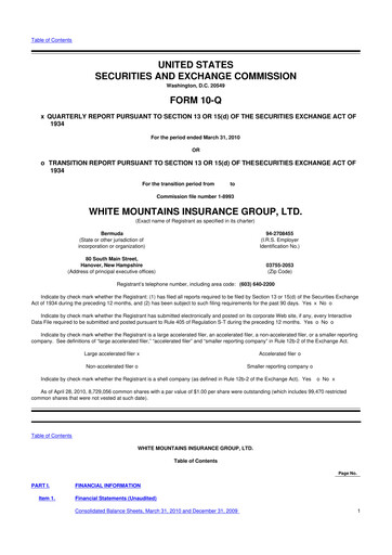 Vorschaubild White Mountains Insurance Group 10-Q Quartalsbericht  