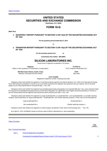 Thumbnail Silicon Labs
 10-Q Quarterly Report FY 