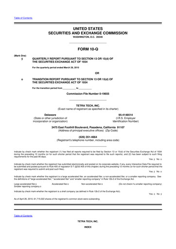 Thumbnail Tetra Tech
 10-Q Quarterly Report FY 