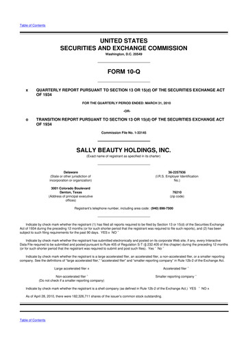 Thumbnail Sally Beauty Holdings 10-Q Quarterly Report FY 