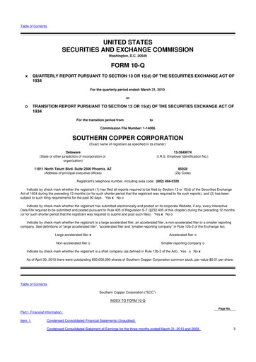 Thumbnail Southern Copper 10-Q Quarterly Report FY2010 