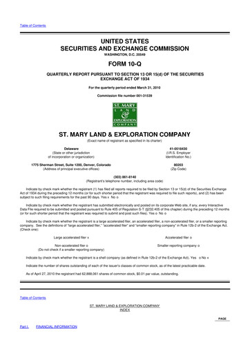 Thumbnail SM Energy
 10-Q Quarterly Report FY 