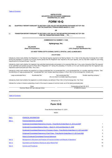 Thumbnail AptarGroup 10-Q Quarterly Report FY 