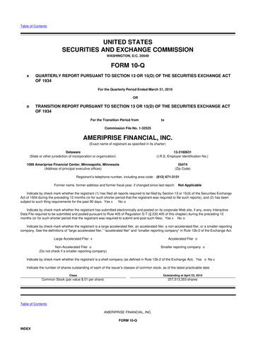 Thumbnail Ameriprise Financial
 10-Q Quarterly Report FY2010 