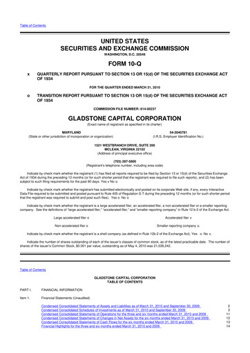 Thumbnail Gladstone Capital Corporation 10-Q Quarterly Report FY 