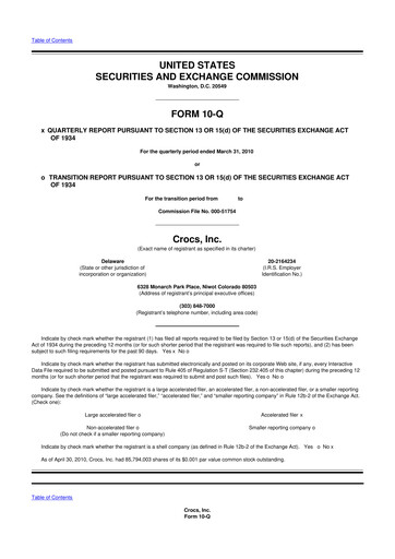 Thumbnail Crocs 10-Q Quarterly Report FY 