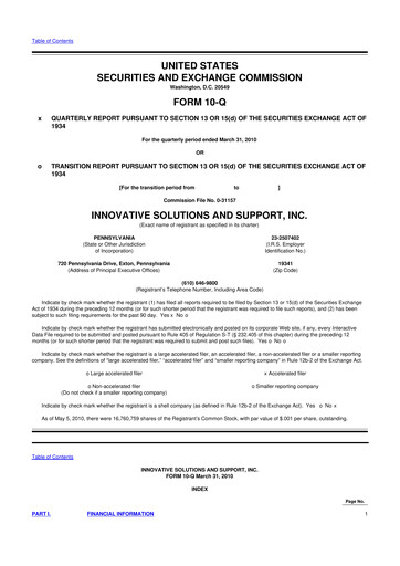 Miniature Innovative Solutions and Support 10-Q Rapport trimestriel  
