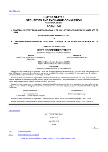 Thumbnail Equity Commonwealth 10-Q Quarterly Report FY 