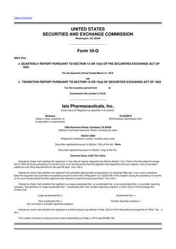 Thumbnail Ionis Pharmaceuticals
 10-Q Quarterly Report FY 