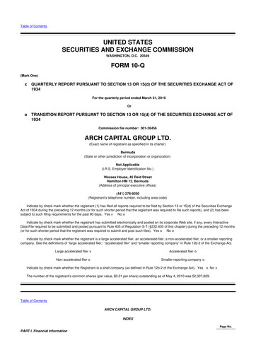 Vorschaubild Arch Capital 10-Q Quartalsbericht  