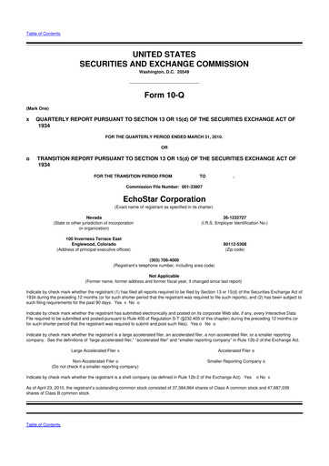 Vorschaubild EchoStar 10-Q Quartalsbericht  