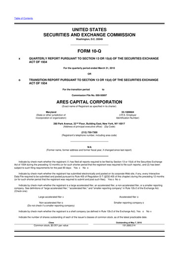 Thumbnail Ares Capital
 10-Q Quarterly Report FY 