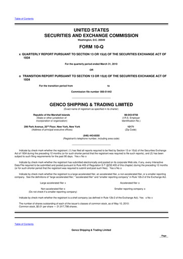Thumbnail Genco Shipping & Trading 10-Q Quarterly Report FY 