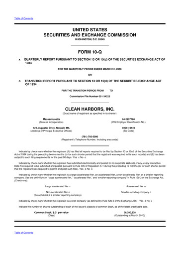 Thumbnail Clean Harbors
 10-Q Quarterly Report FY 