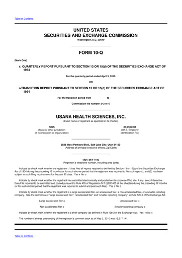 Thumbnail USANA 10-Q Quarterly Report FY 
