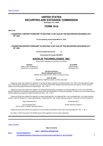 Thumbnail Axcelis Technologies
 10-Q Quarterly Report FY 